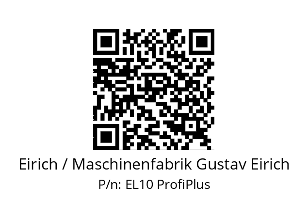   Eirich / Maschinenfabrik Gustav Eirich EL10 ProfiPlus