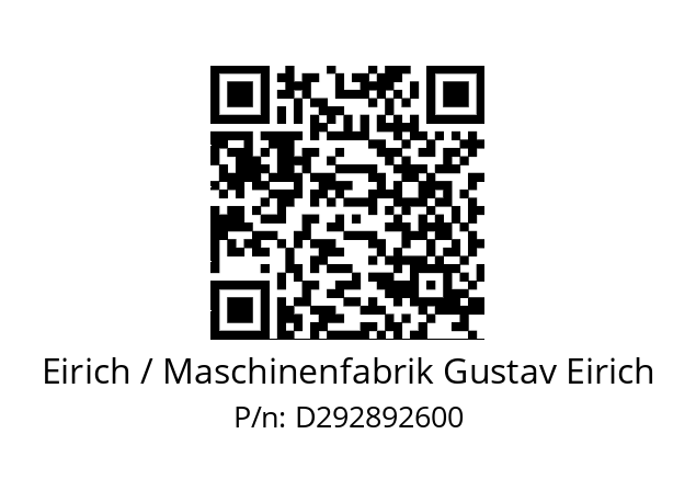   Eirich / Maschinenfabrik Gustav Eirich D292892600