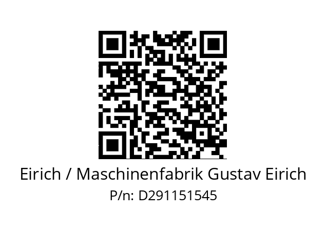   Eirich / Maschinenfabrik Gustav Eirich D291151545