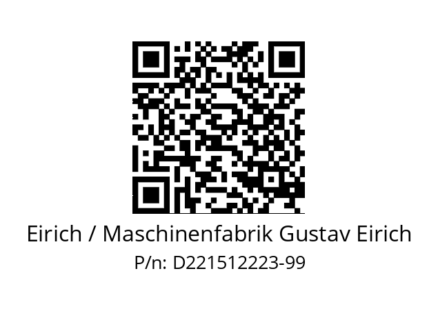   Eirich / Maschinenfabrik Gustav Eirich D221512223-99