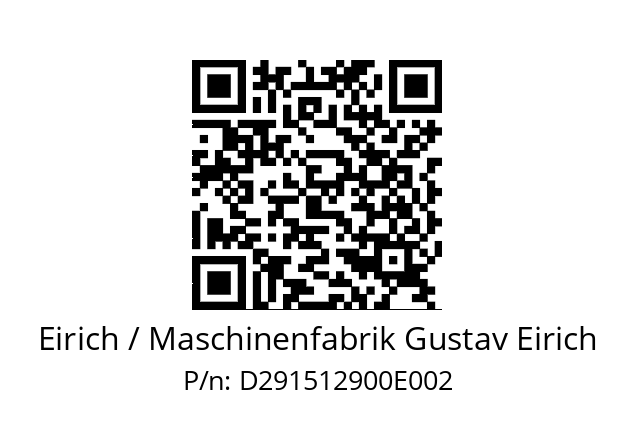   Eirich / Maschinenfabrik Gustav Eirich D291512900E002