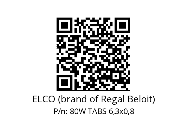   ELCO (brand of Regal Beloit) 80W TABS 6,3x0,8