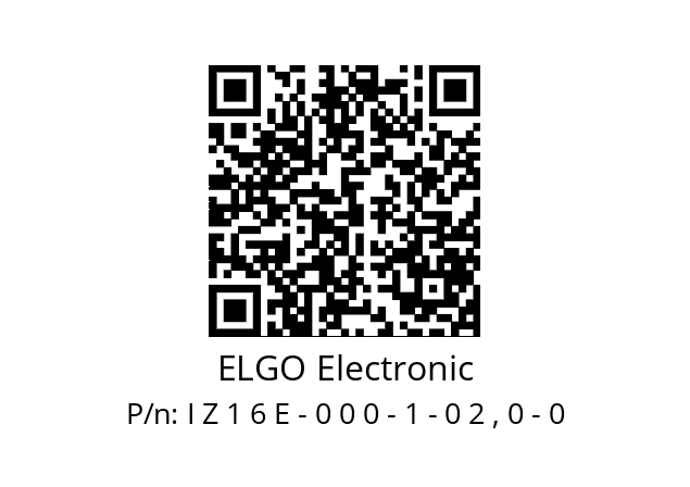   ELGO Electronic I Z 1 6 E - 0 0 0 - 1 - 0 2 , 0 - 0