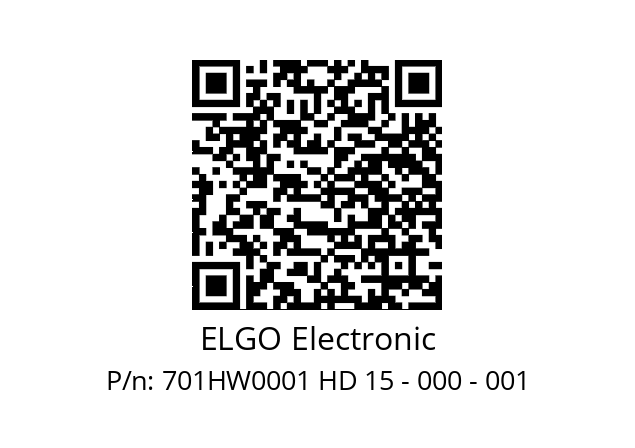   ELGO Electronic 701HW0001 HD 15 - 000 - 001