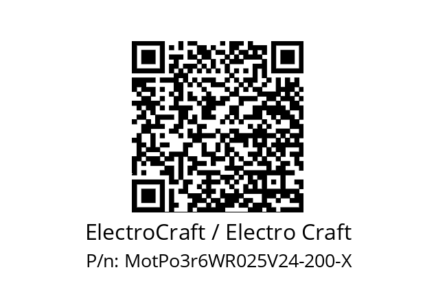   ElectroCraft / Electro Craft MotPo3r6WR025V24-200-X