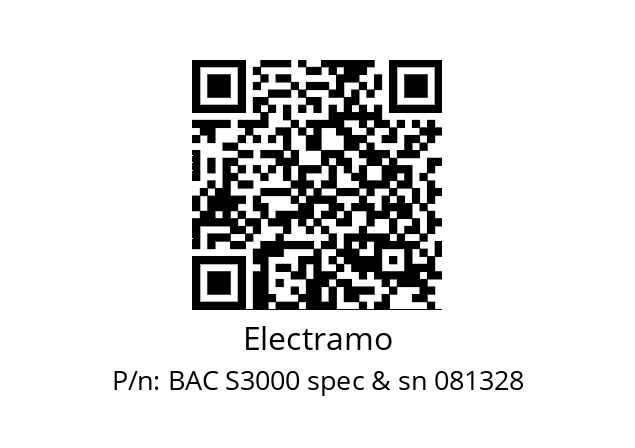   Electramo BAC S3000 spec & sn 081328