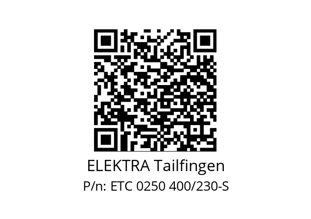   ELEKTRA Tailfingen ETC 0250 400/230-S