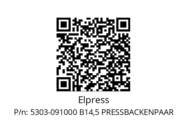   Elpress 5303-091000 B14,5 PRESSBACKENPAAR