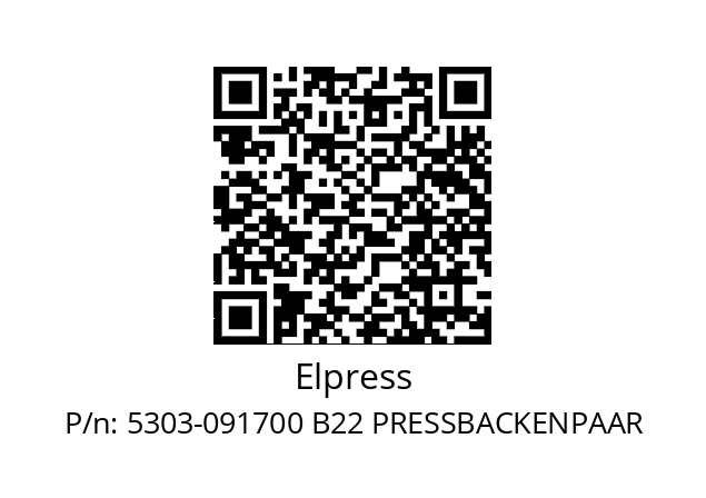   Elpress 5303-091700 B22 PRESSBACKENPAAR