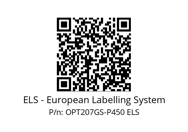   ELS - European Labelling System OPT207GS-P450 ELS