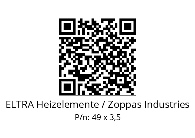   ELTRA Heizelemente / Zoppas Industries 49 x 3,5