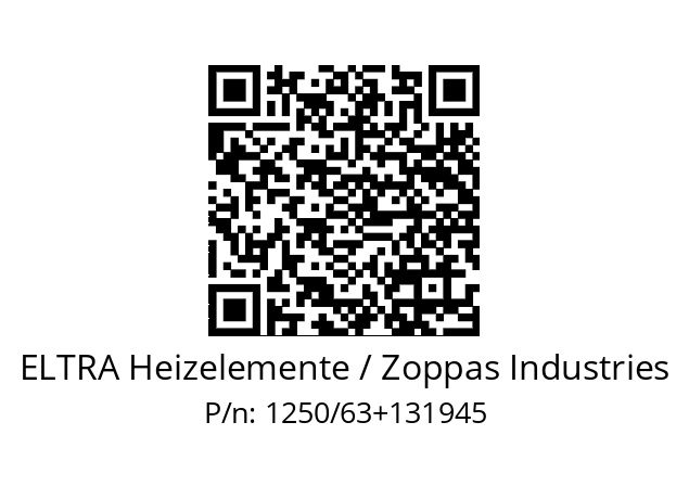   ELTRA Heizelemente / Zoppas Industries 1250/63+131945