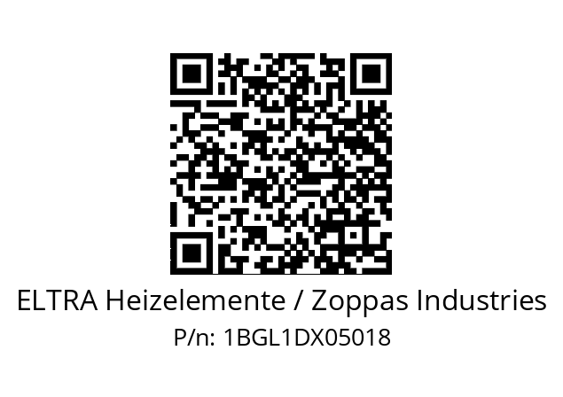   ELTRA Heizelemente / Zoppas Industries 1BGL1DX05018