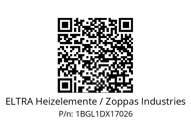   ELTRA Heizelemente / Zoppas Industries 1BGL1DX17026