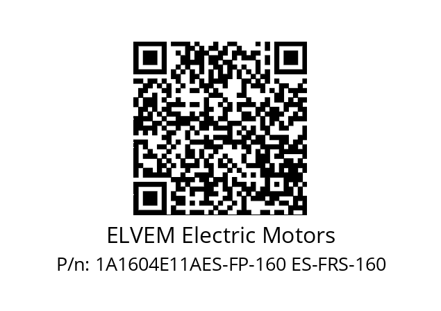   ELVEM Electric Motors 1A1604E11AES-FP-160 ES-FRS-160