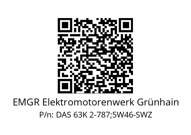   EMGR Elektromotorenwerk Grünhain DAS 63K 2-787;5W46-SWZ