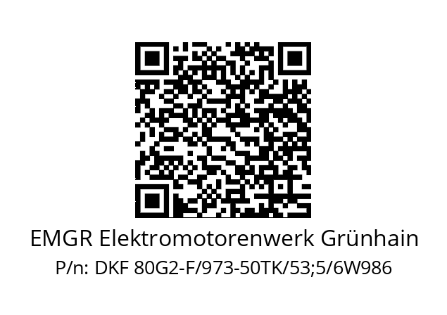   EMGR Elektromotorenwerk Grünhain DKF 80G2-F/973-50TK/53;5/6W986