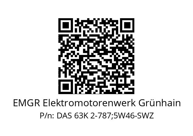   EMGR Elektromotorenwerk Grünhain DAS 63K 2-787;5W46-SWZ