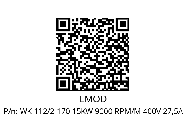   EMOD WK 112/2-170 15KW 9000 RPM/M 400V 27,5A