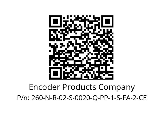   Encoder Products Company 260-N-R-02-S-0020-Q-PP-1-S-FA-2-CE