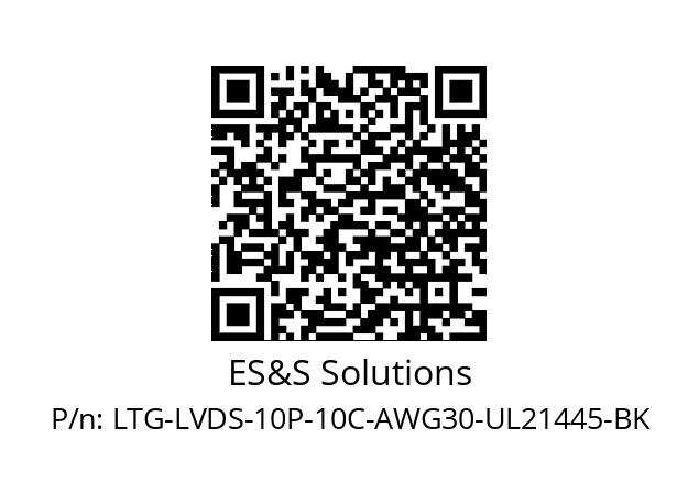   ES&S Solutions LTG-LVDS-10P-10C-AWG30-UL21445-BK