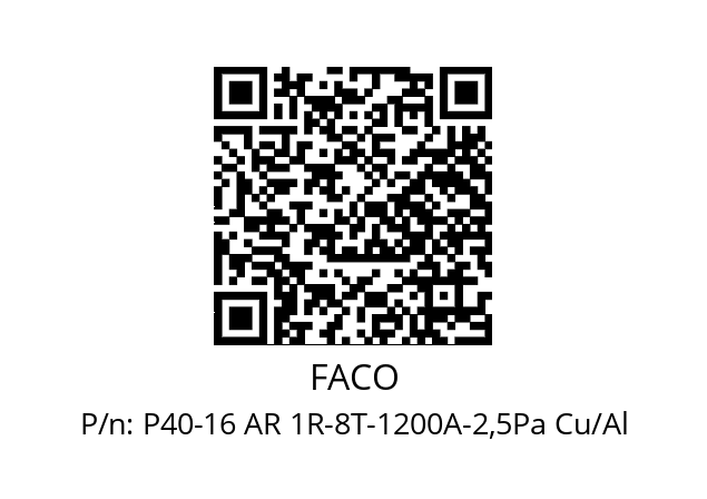   FACO P40-16 AR 1R-8T-1200A-2,5Pa Cu/Al