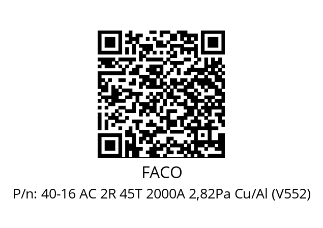   FACO 40-16 AC 2R 45T 2000A 2,82Pa Cu/Al (V552)