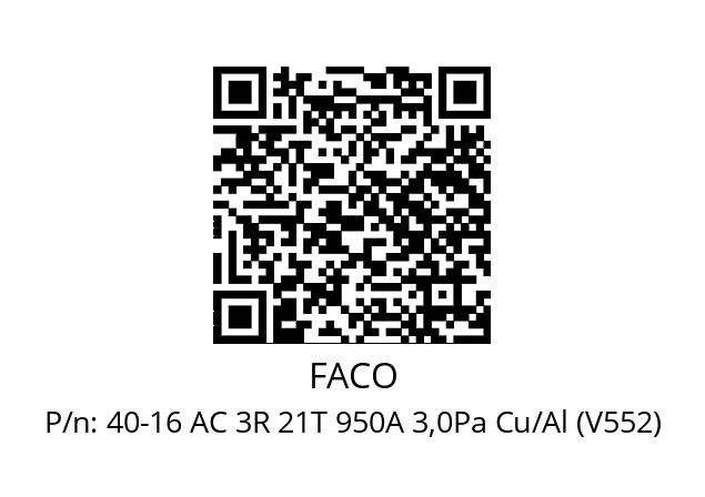   FACO 40-16 AC 3R 21T 950A 3,0Pa Cu/Al (V552)