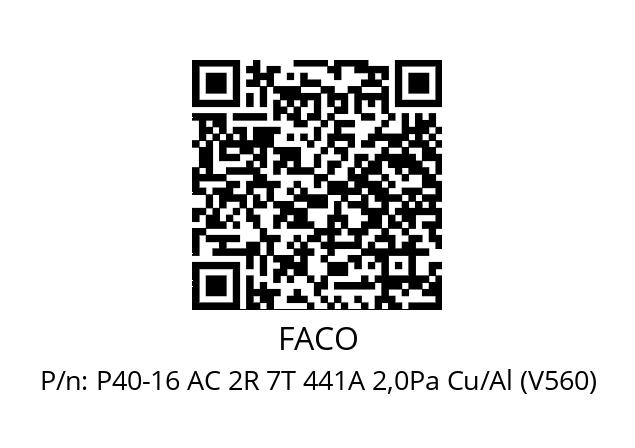   FACO P40-16 AC 2R 7T 441A 2,0Pa Cu/Al (V560)