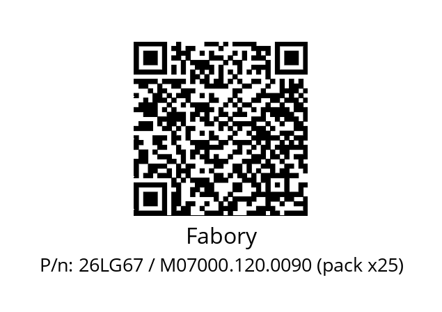   Fabory 26LG67 / M07000.120.0090 (pack x25)