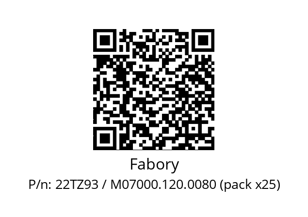   Fabory 22TZ93 / M07000.120.0080 (pack x25)