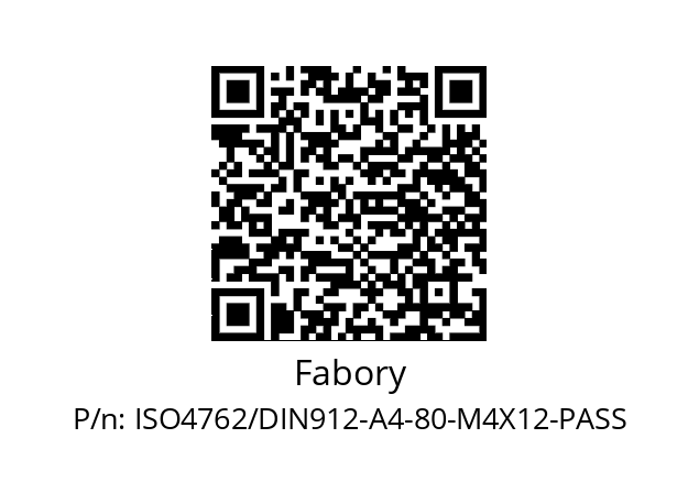   Fabory ISO4762/DIN912-A4-80-M4X12-PASS