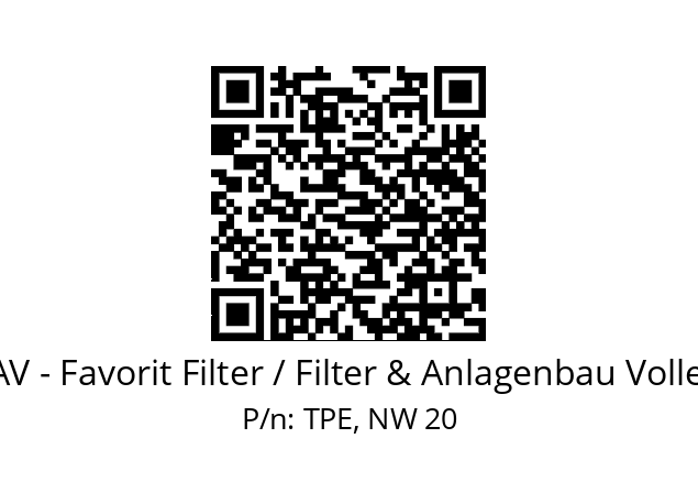   FAV - Favorit Filter / Filter & Anlagenbau Vollert TPE, NW 20