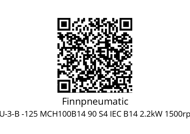   Finnpneumatic BD 58-L-U-3-B -125 MCH100B14 90 S4 IEC B14 2.2kW 1500rpm 400V 50HZ