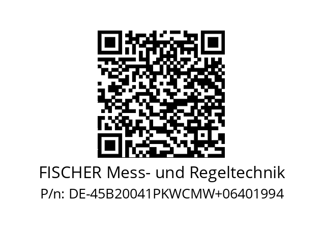   FISCHER Mess- und Regeltechnik DE-45В20041PKWCMW+06401994