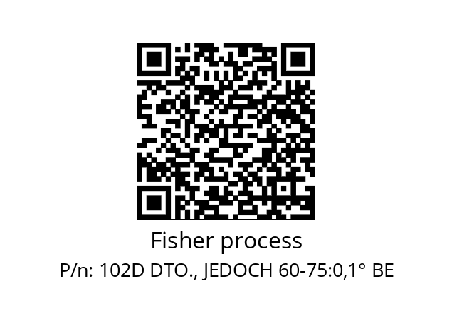   Fisher process 102D DTO., JEDOCH 60-75:0,1° BE