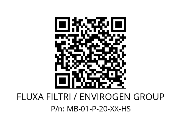   FLUXA FILTRI / ENVIROGEN GROUP MB-01-P-20-XX-HS