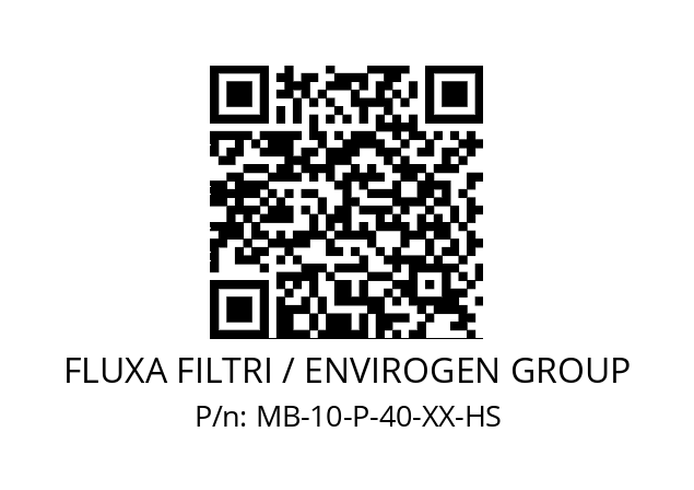   FLUXA FILTRI / ENVIROGEN GROUP MB-10-P-40-XX-HS