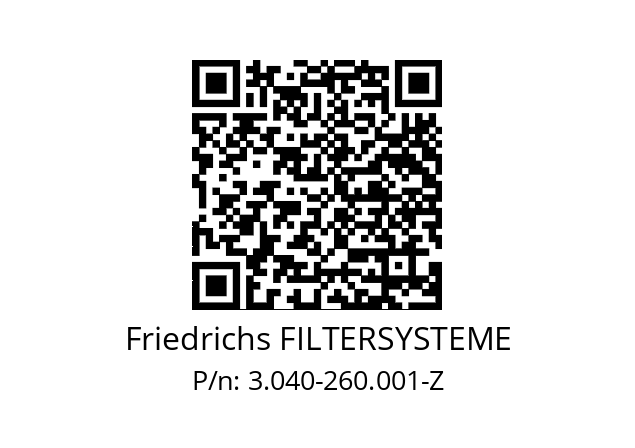   Friedrichs FILTERSYSTEME 3.040-260.001-Z