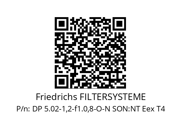   Friedrichs FILTERSYSTEME DP 5.02-1,2-f1.0,8-O-N SON:NT Eex T4