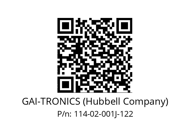   GAI-TRONICS (Hubbell Company) 114-02-001J-122