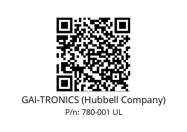   GAI-TRONICS (Hubbell Company) 780-001 UL