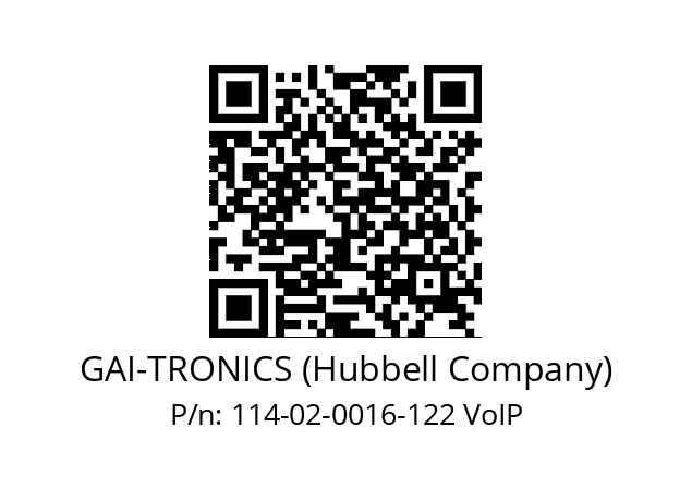   GAI-TRONICS (Hubbell Company) 114-02-0016-122 VoIP