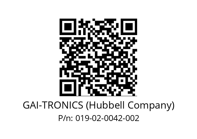   GAI-TRONICS (Hubbell Company) 019-02-0042-002