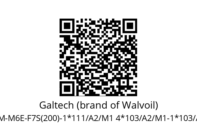   Galtech (brand of Walvoil) PL45M-M6E-F7S(200)-1*111/A2/M1 4*103/A2/M1-1*103/A2/R3-F6D