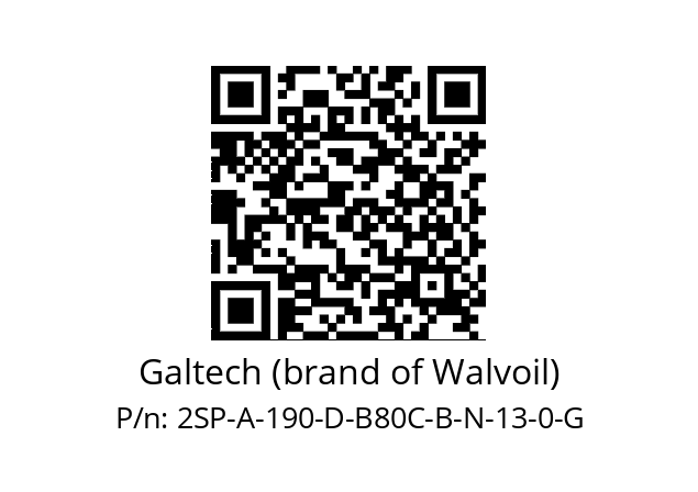   Galtech (brand of Walvoil) 2SP-A-190-D-B80C-B-N-13-0-G