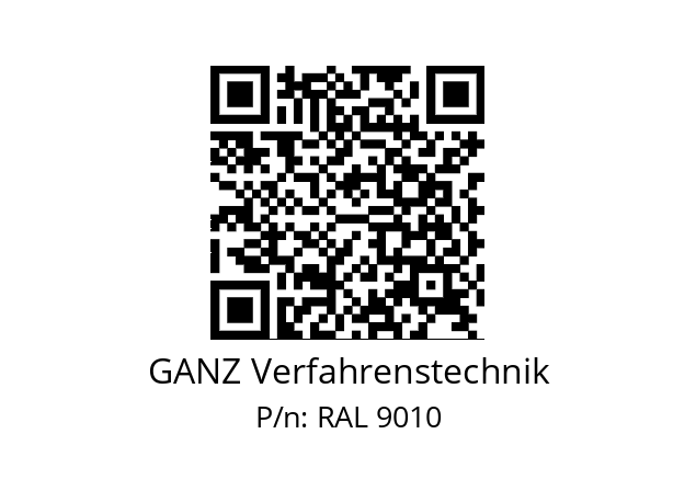   GANZ Verfahrenstechnik RAL 9010