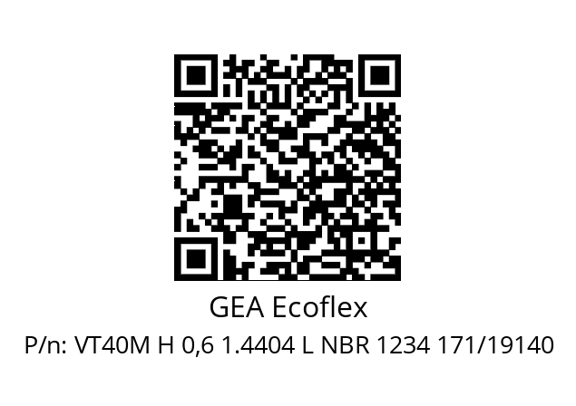   GEA Ecoflex VT40M H 0,6 1.4404 L NBR 1234 171/19140