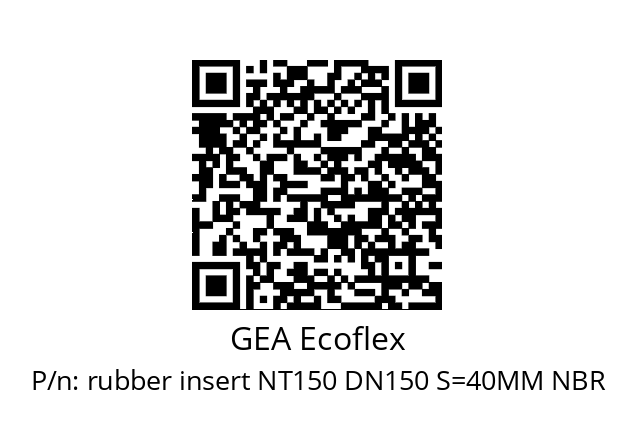   GEA Ecoflex rubber insert NT150 DN150 S=40MM NBR