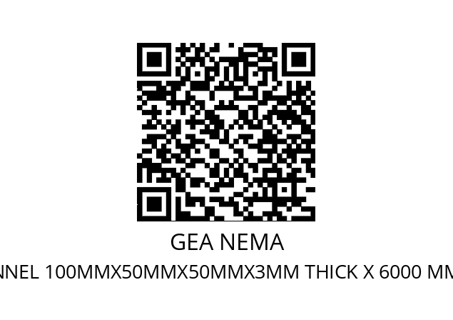   GEA NEMA C- CHANNEL 100MMX50MMX50MMX3MM THICK X 6000 MM LONG HDG